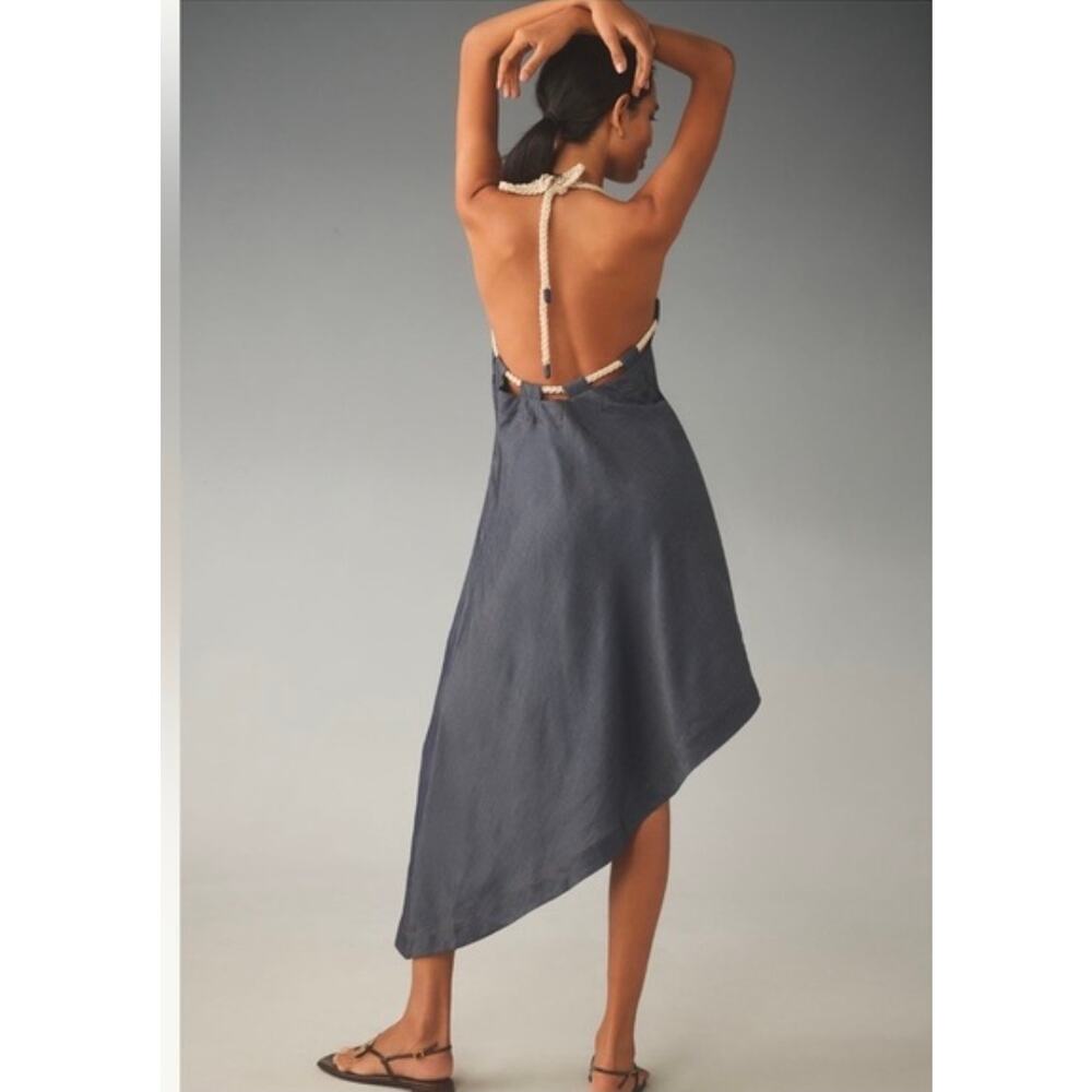 NWT Anthropologie Let Me Be Rope Neck Asymmetrical Dress.  Size L. Ret $168 - Picture 2 of 13